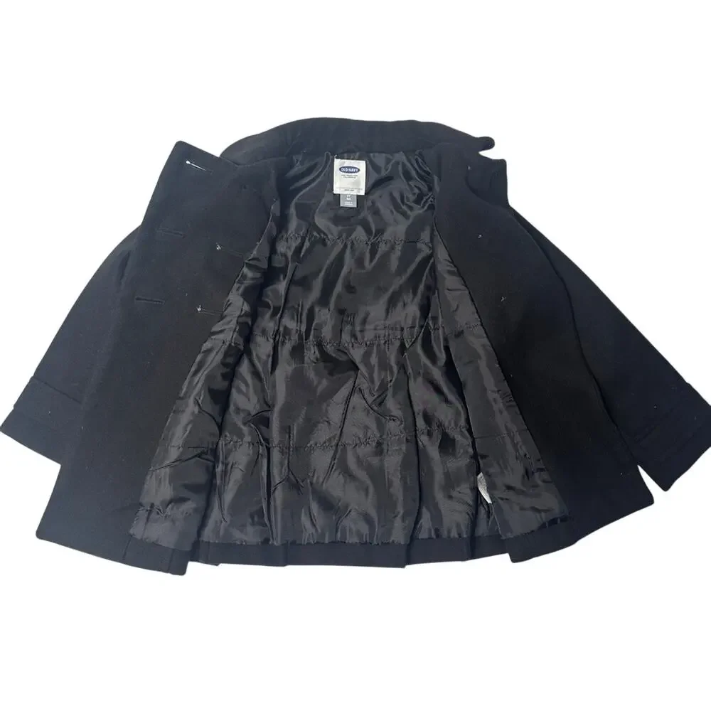 Old Navy Girls Black Peacoat Coat Size 5T Double Breasted Winter